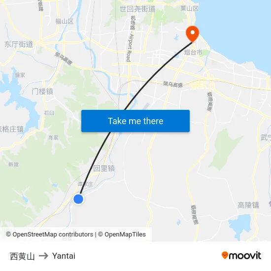 西黄山 to Yantai map