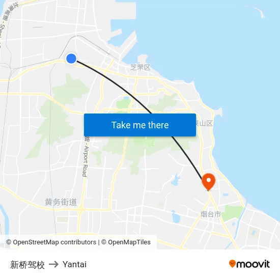 新桥驾校 to Yantai map