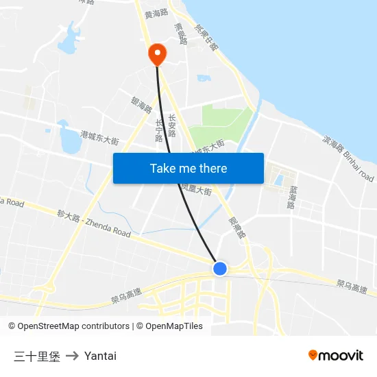 Sanshili Fort to Yantai map