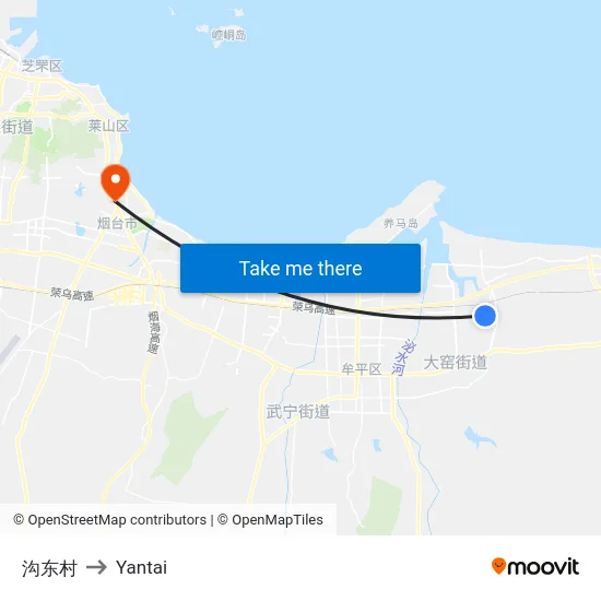 沟东村 to Yantai map