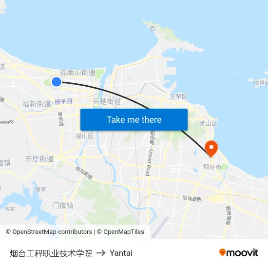 烟台工程职业技术学院 to Yantai map