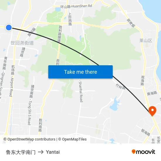 鲁东大学南门 to Yantai map