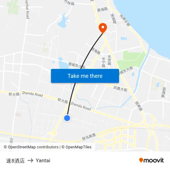 Super 8 Hotel to Yantai map