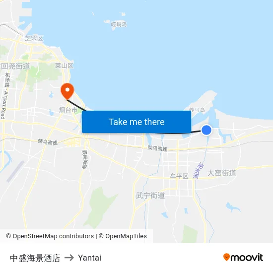 中盛海景酒店 to Yantai map