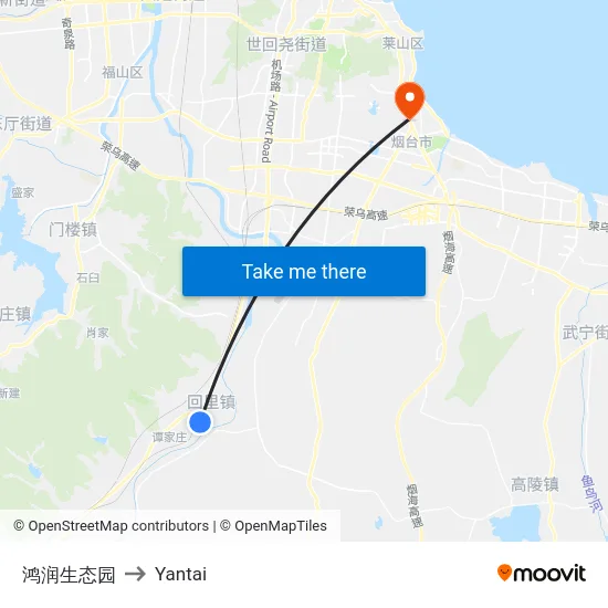 鸿润生态园 to Yantai map
