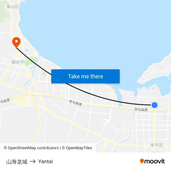 山海龙城 to Yantai map