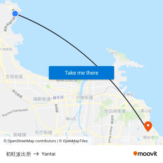 初旺派出所 to Yantai map