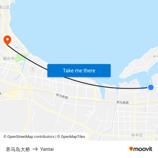 养马岛大桥 to Yantai map
