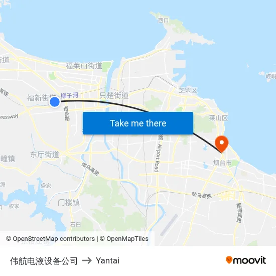 Weihang Hydraulic Equipment Company to Yantai map