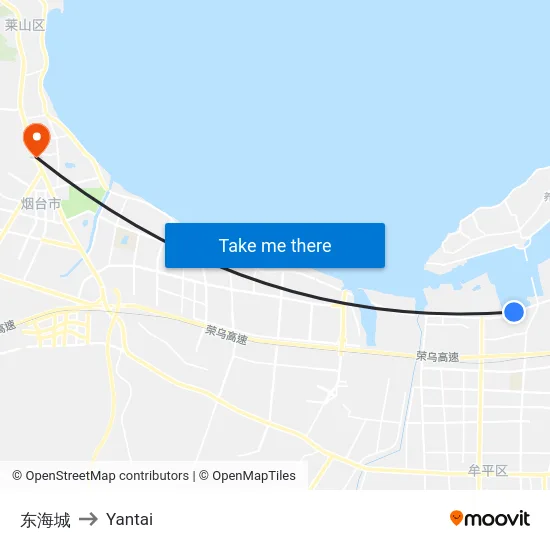东海城 to Yantai map