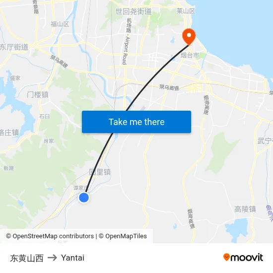East Huangshan West to Yantai map