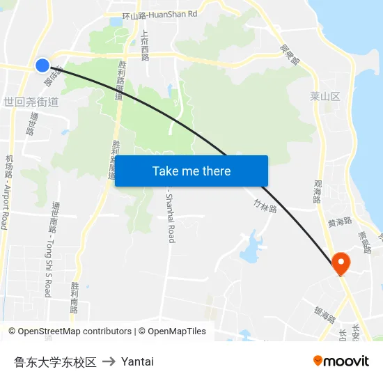 Ludong University East Campus to Yantai map