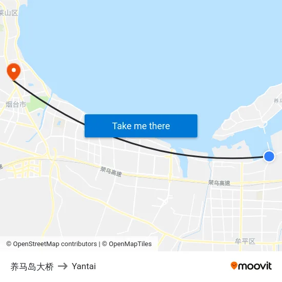 养马岛大桥 to Yantai map