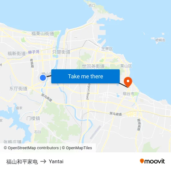 福山和平家电 to Yantai map
