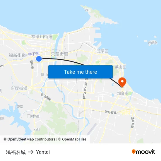 鸿福名城 to Yantai map