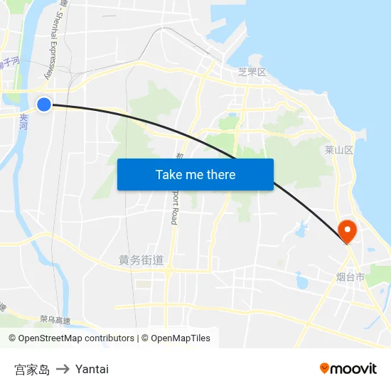 Gongjia Island to Yantai map
