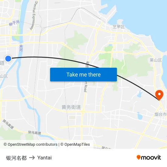 银河名都 to Yantai map