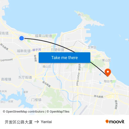 开发区公路大厦 to Yantai map