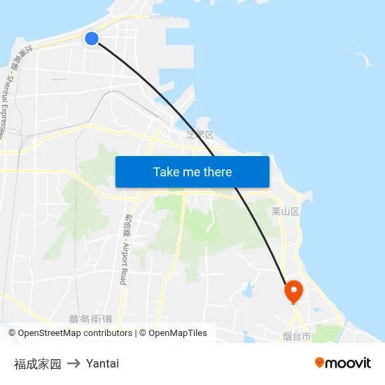 Fucheng Garden to Yantai map