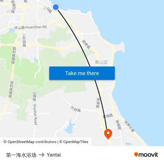 First Seawater Bathing Beach to Yantai map