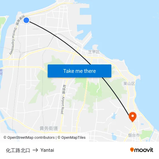 化工路北口 to Yantai map