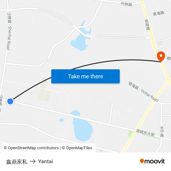 Xinding Furniture to Yantai map