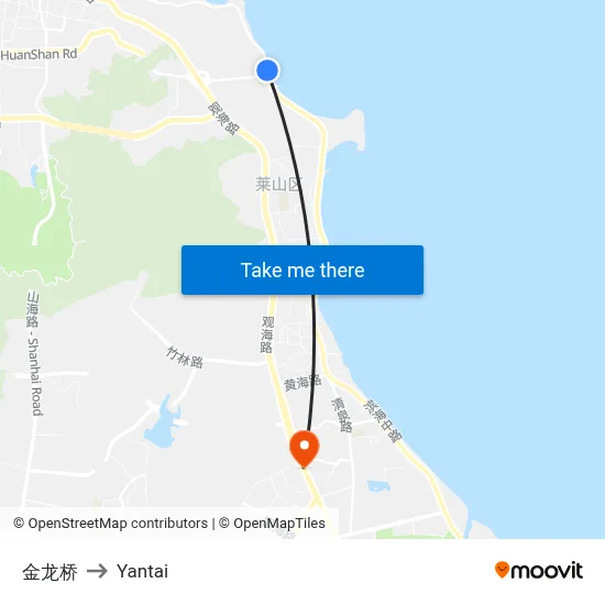 Golden Dragon Bridge to Yantai map