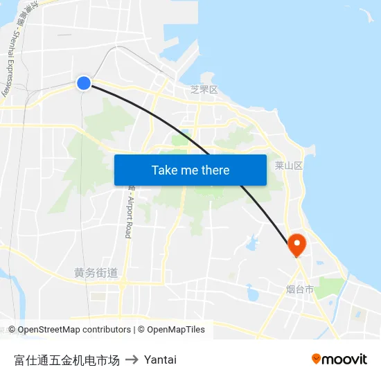 Fushitong Hardware and Machinery Market to Yantai map