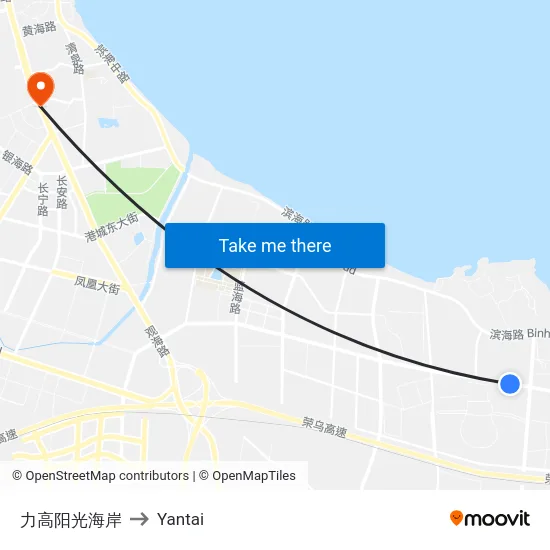 力高阳光海岸 to Yantai map