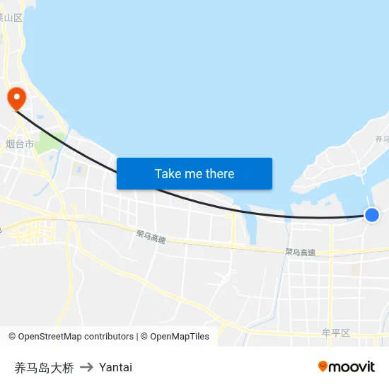 Yangma Island Bridge to Yantai map