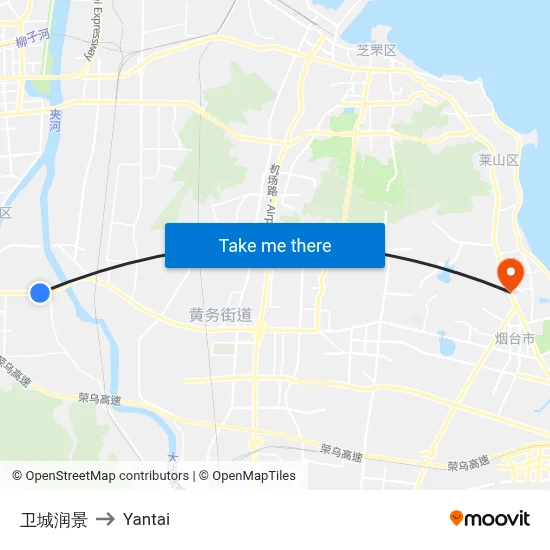 Weicheng Runjing to Yantai map