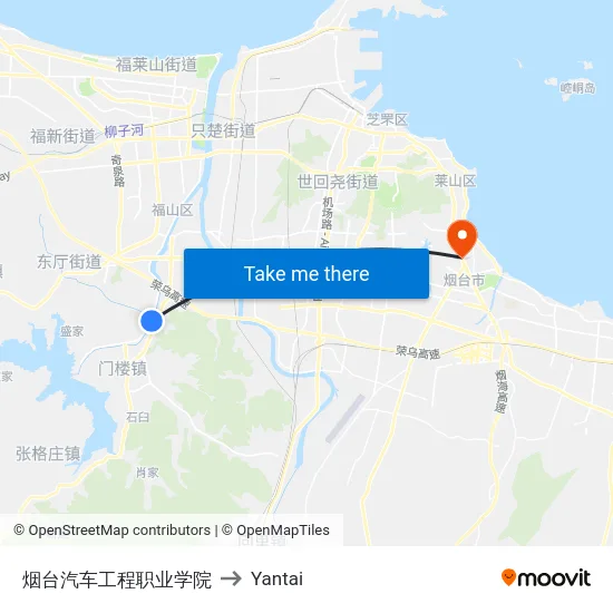 烟台汽车工程职业学院 to Yantai map