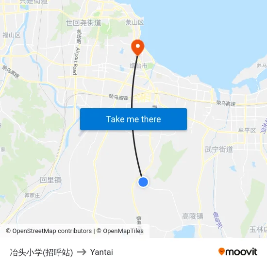 冶头小学(招呼站) to Yantai map