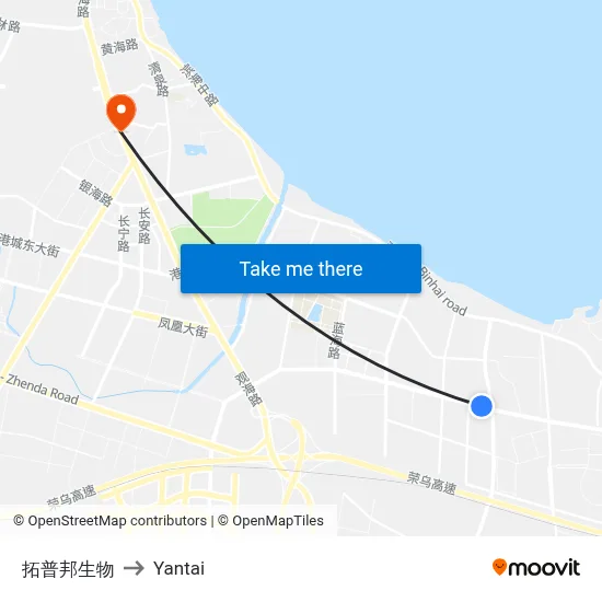 Topbound Biology to Yantai map