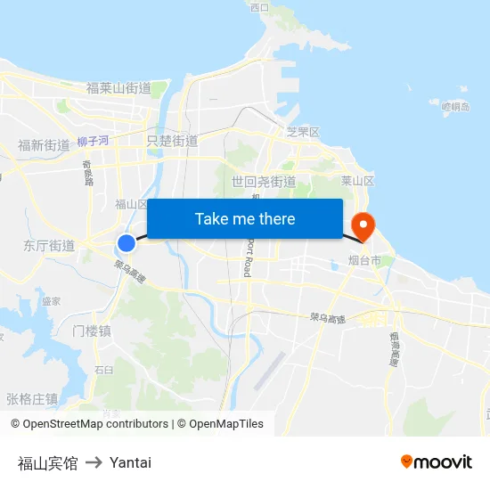 Fushan Hotel to Yantai map