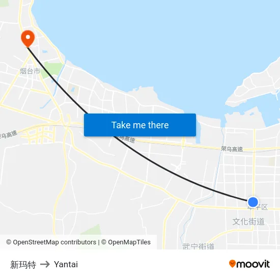 新玛特 to Yantai map