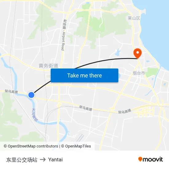Dongli Bus Station to Yantai map