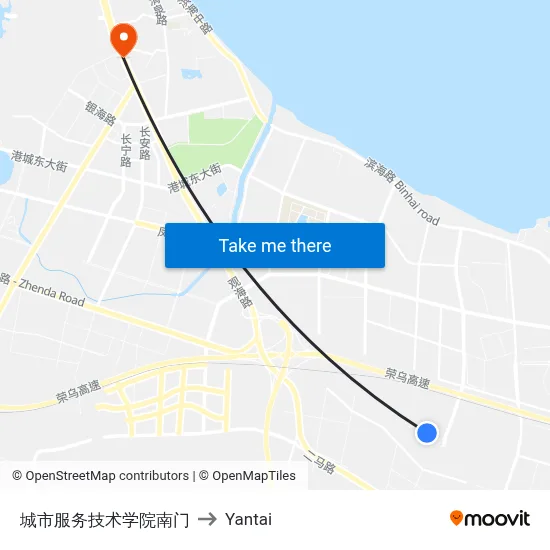 City Service Technology College South Gate to Yantai map
