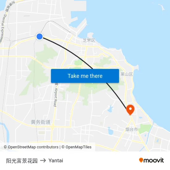 阳光富景花园 to Yantai map