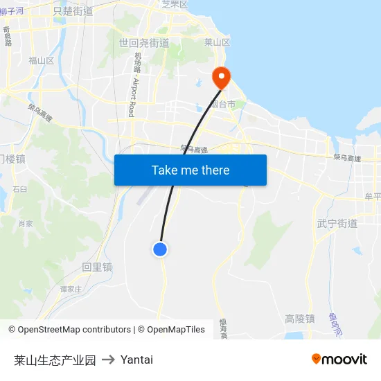 莱山生态产业园 to Yantai map
