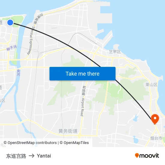 Dongxungong Road to Yantai map