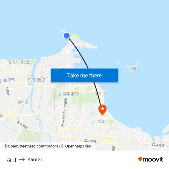 西口 to Yantai map