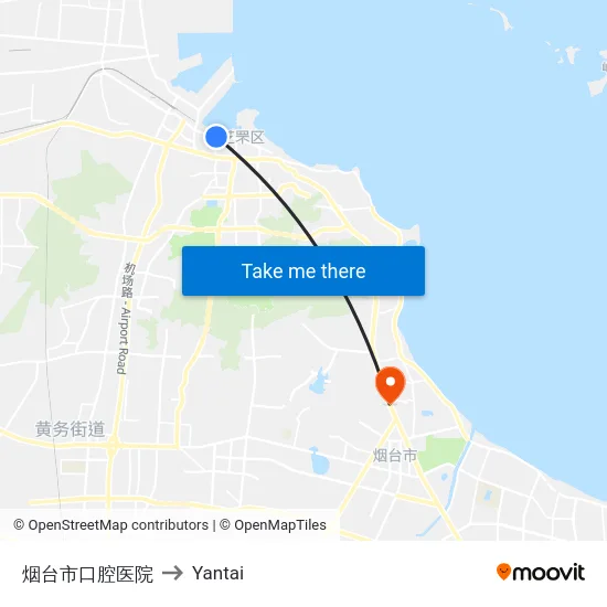 烟台市口腔医院 to Yantai map