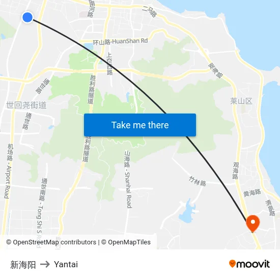 New Haiyang to Yantai map