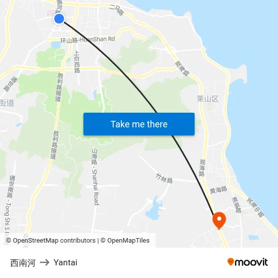 Xinan River to Yantai map