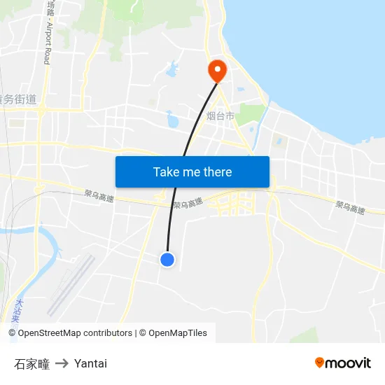 Shijiading to Yantai map