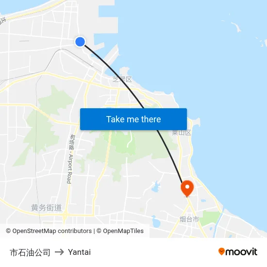 City Petroleum Company to Yantai map