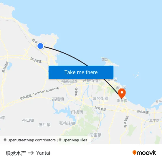 联发水产 to Yantai map