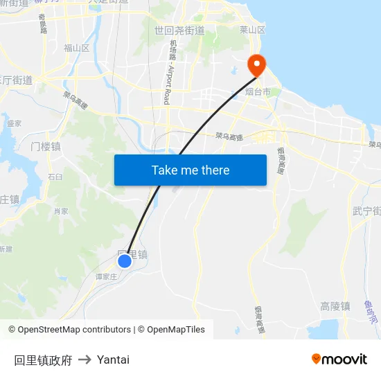 回里镇政府 to Yantai map