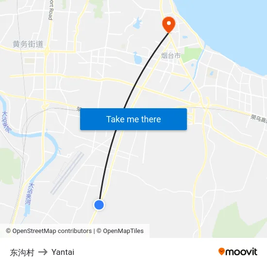东沟村 to Yantai map